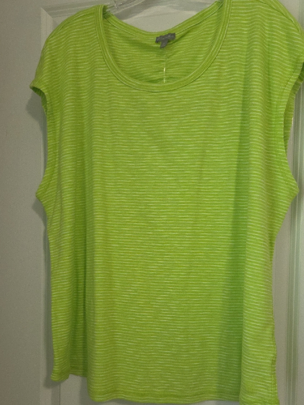 Talbots Lime Green Striped Slub Tank Top
